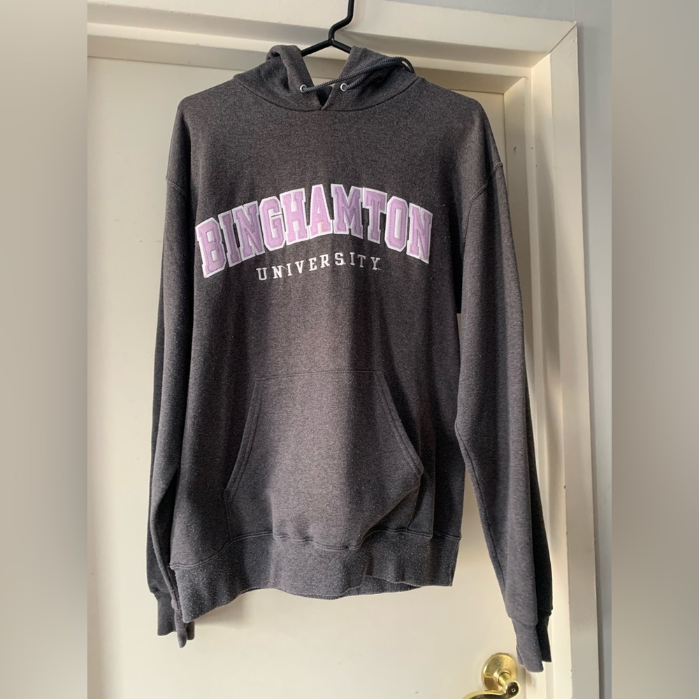 Vintage Binghamton University grey hoodie. Size M.